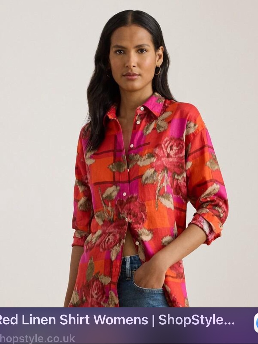 Lauren Ralph Lauren Red & Pink Floral Button-Down Shirt